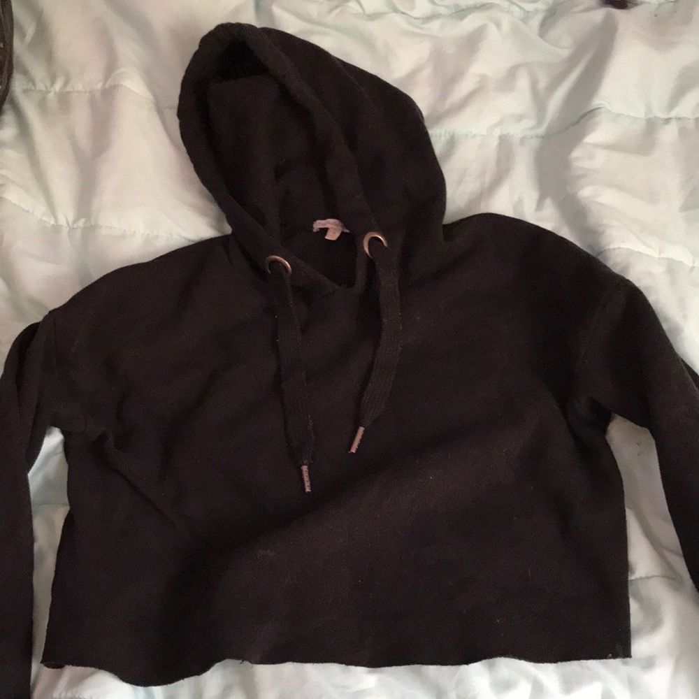 black sweater crop top